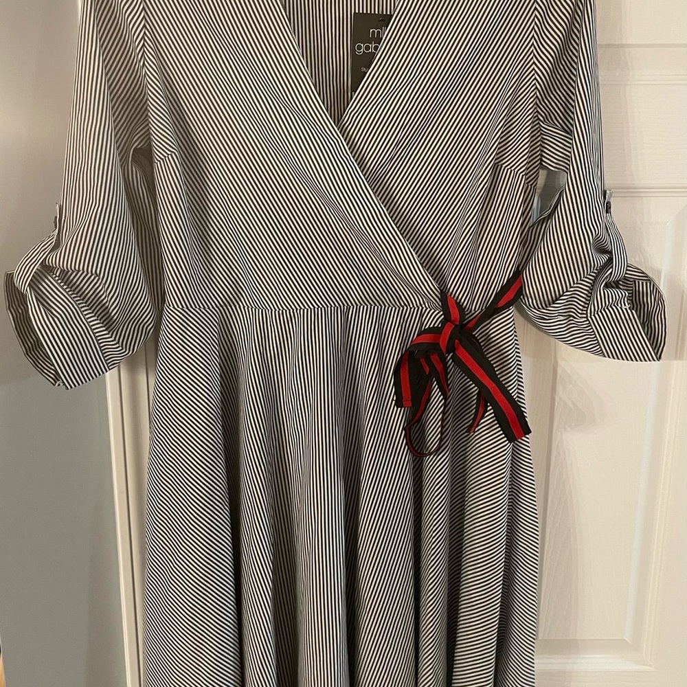 Mlle Gabrielle Black and White Long Sleeve Wrap Dress